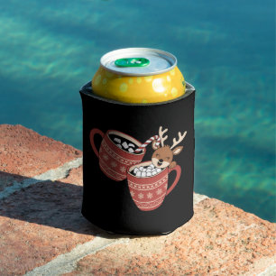 Merry Christmas Cute Reindeer Family Xmas Coffee Can Cooler