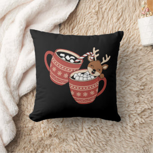 Merry Christmas Cute Reindeer Family Xmas Coffee Cushion