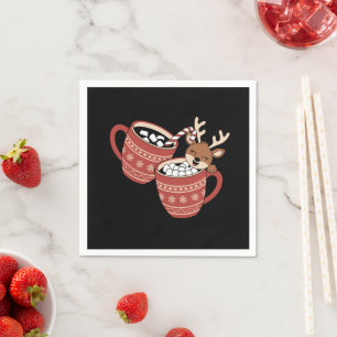 Merry Christmas Cute Reindeer Family Xmas Coffee  Napkin