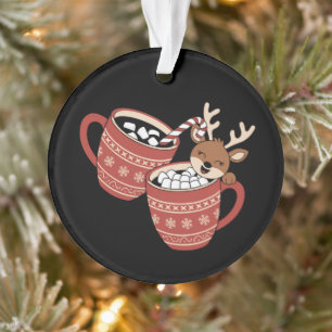 Merry Christmas Cute Reindeer Family Xmas Coffee  Ornament