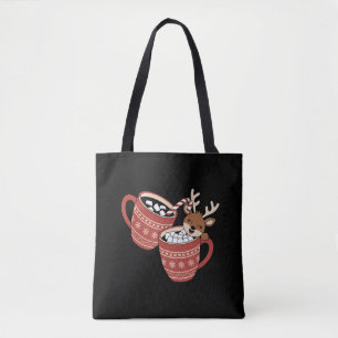 Merry Christmas Cute Reindeer Family Xmas Coffee Tote Bag