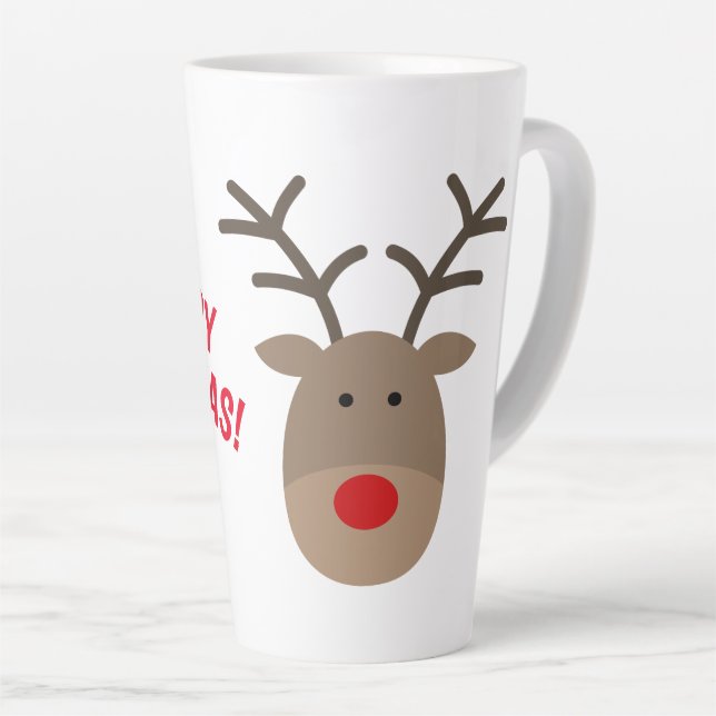Merry Christmas cute reindeer latte mug gift (Right Angle)