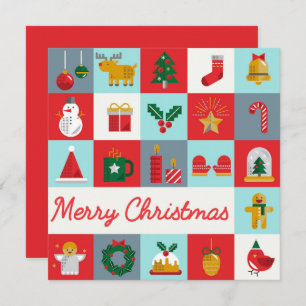 Merry Christmas Cute Retro Winter Christmas Icons