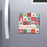 Merry Christmas Cute Retro Winter Christmas Icons Magnet<br><div class="desc">Merry Christmas Cute Retro Winter Christmas Icons Christmas Magnets features the text "Merry Christmas" in modern red script typography accented with Christmas icons such as reindeer,  tree,  stocking,  bell,  snowman,  gift,  wreath,  holly,  star,  candy cane,  gingerbread,  angel and more. Designed by Evco Holidays www.zazzzle.com/store/evcoholidays</div>