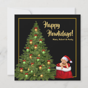 Merry Christmas Cute Santa Claus Puppy Holiday  Card
