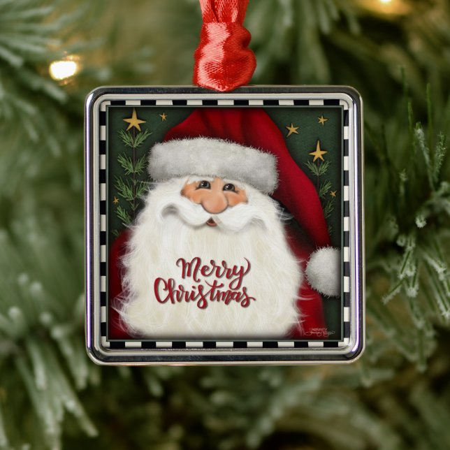 Merry Christmas Cute Santa Inspirivity Holiday  Metal Tree Decoration (Tree)