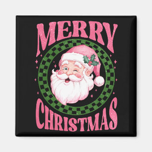 Merry Christmas Cute Santa Nk Retro Glitter  Magnet