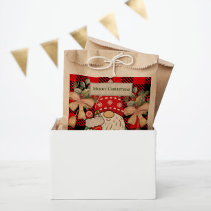 Merry christmas Cute Santa Red traditional tartan  Favour Bags