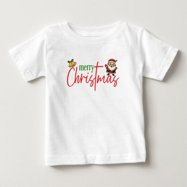 Merry Christmas Cute Santa Script Tee (Front)