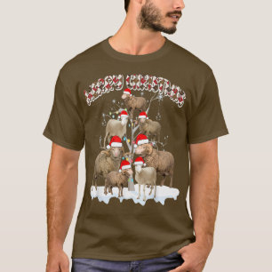 Merry Christmas Cute Santa Sheep X-mas Tree Light  T-Shirt