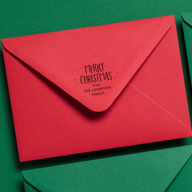 Merry Christmas cute simple dots stars holiday Self-inking Stamp (Creator Uploaded)