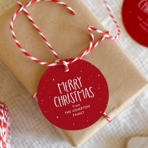 Merry Christmas cute simple red stars dots  Favour Tags