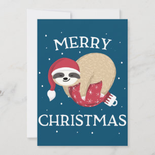 Merry Christmas Cute Sloth Funny Santa Women Girls Invitation