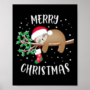 Merry Christmas Cute Sloth Xmas Outfit Matching Fa Poster