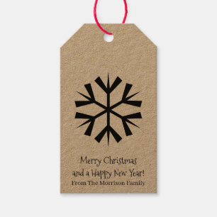 Merry Christmas cute snowflake custom black text Gift Tags