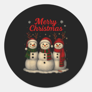 Merry Christmas Cute Snowman Design  Classic Round Sticker