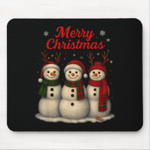 Merry Christmas Cute Snowman Design Mouse Pad