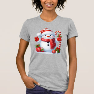 Merry Christmas Cute Snowman Illustration Tee