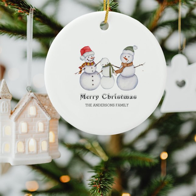 Merry Christmas-Cute Snowmen Family Christmas Ceramic Tree Decoration (Creator Uploaded)