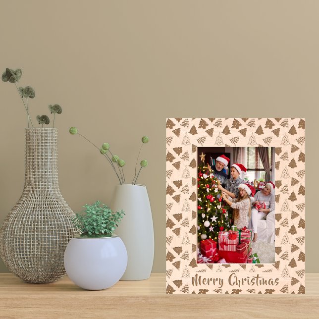 Merry Christmas | Cute Tree Pattern Photo Etched Frames (Shelf)