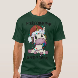 Merry Christmas Cute Unicorn Christmas Animals vin T-Shirt