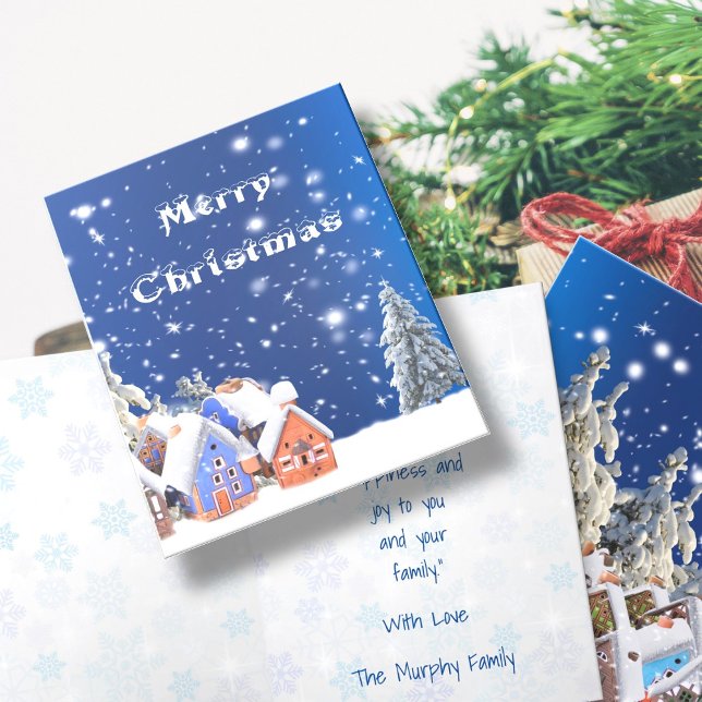 Merry Christmas Cute Village Personalised Greeting Holiday Card (Creator Uploaded)