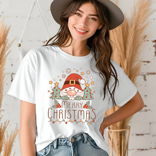 Merry Christmas Cute Whimsical Festive Santa Tri-Blend Shirt