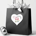 Merry Christmas Cute Winter Gnomes In Love Heart Sticker<br><div class="desc">Watercolor Hand-painted</div>