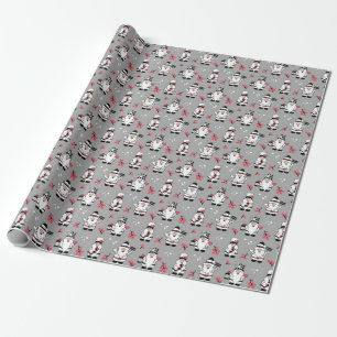 MERRY CHRISTMAS Cute Winter Holly Gnomes Wrapping Paper