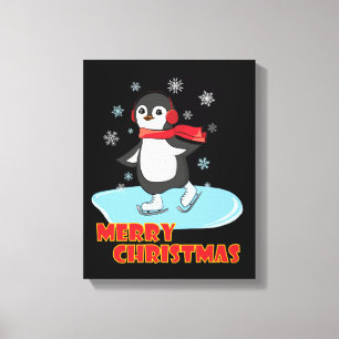 Merry Christmas Cute Winter Penguin Canvas Print