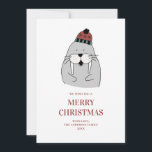 Merry Christmas. Cute winter walrus. Funny animal Holiday Card<br><div class="desc">Funny Christmas card with cute walrus. Contact me,  please,  if you need additional items.</div>