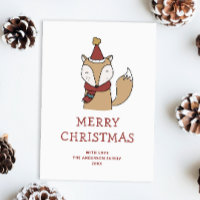Merry Christmas. Cute winter woodland fox animal