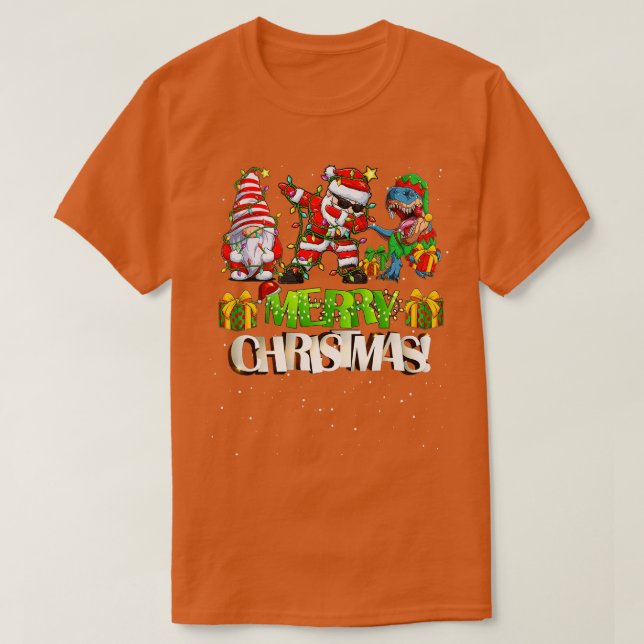 Merry Christmas Dabbing Santa Gnomes Christmas Din T-Shirt (Design Front)