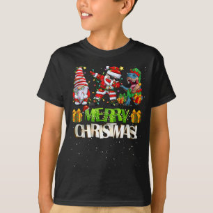 Merry Christmas dabbing santa Gnomes Dino Christma T-Shirt