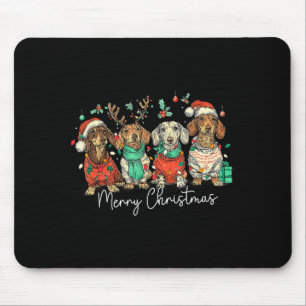 Merry Christmas Dachshund Dog Christmas Holiday Pe Mouse Pad