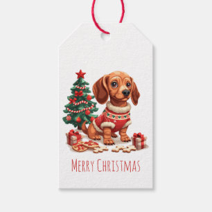Merry Christmas Dachshund Dog Holiday Cookies Gift Tags