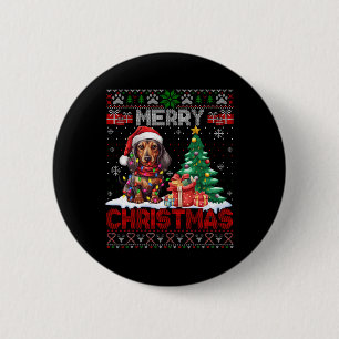 Merry Christmas Dachshund Dog Lover Family Ugly Xm 6 Cm Round Badge