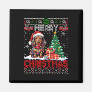 Merry Christmas Dachshund Dog Lover Family Ugly Xm Magnet