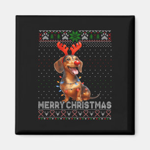 Merry Christmas Dachshund Dog Lover Ugly Christmas Magnet