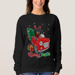 Merry Christmas Dachshund Dog Red Truck Xmas Tree Sweatshirt