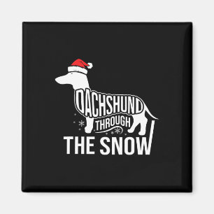 Merry Christmas Dachshund Dog Through The Snow Cut Magnet