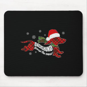 Merry Christmas Dachshund Dog Through The Snow Pla Mouse Pad