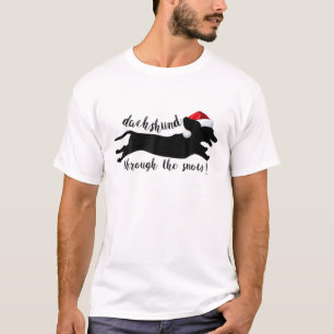 Merry Christmas Dachshund Dog Through The Snow T-Shirt