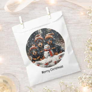 Merry Christmas Dachshund Dogs Snowman Favour Bags
