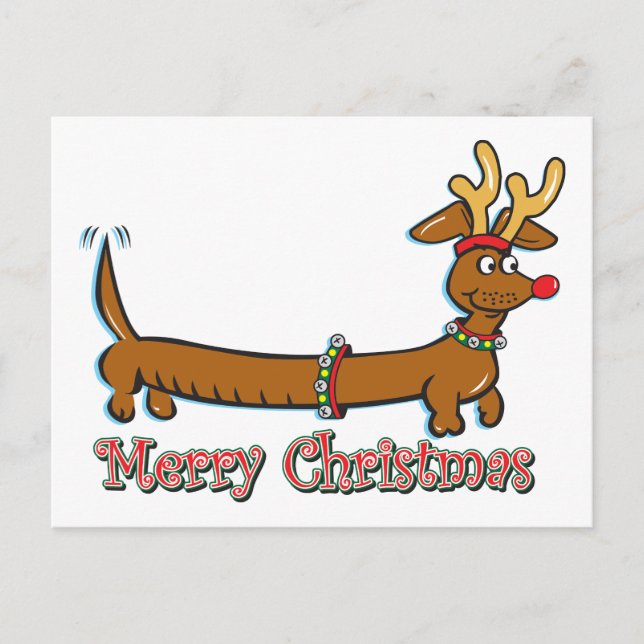 Merry Christmas Dachshund Holiday Postcard (Front)