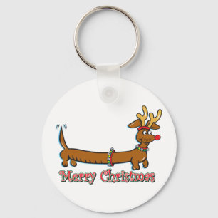 Merry Christmas Dachshund Key Ring