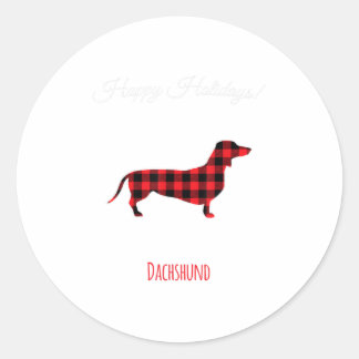 Merry Christmas Dachshund Motif - Cute Classic Round Sticker