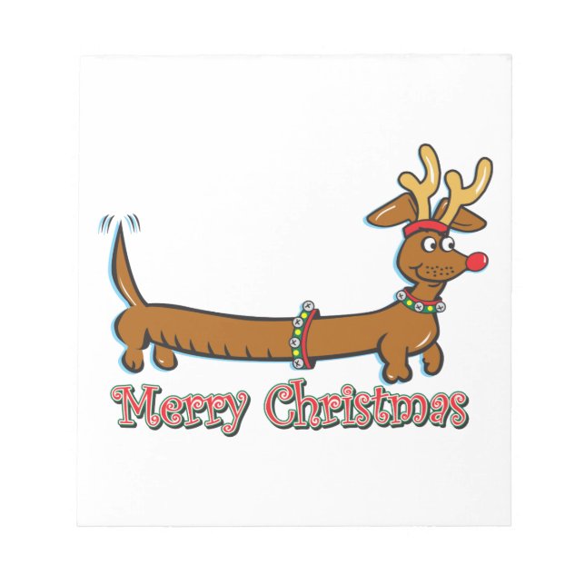 Merry Christmas Dachshund Notepad (Front)