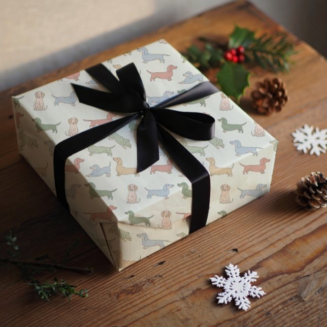 Merry Christmas dachshund puppies  Wrapping Paper Sheet (Creator Uploaded)