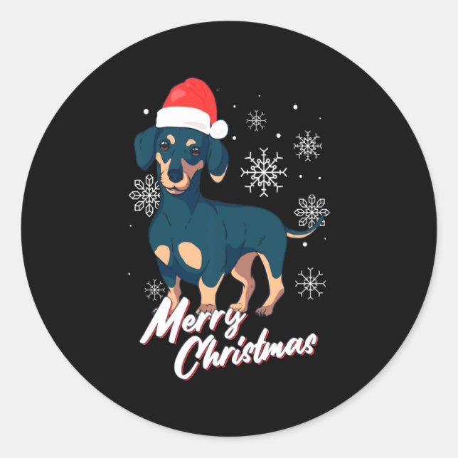 Merry Christmas Dachshund Santa Claus Xmas New Yea Classic Round Sticker (Front)